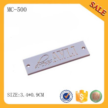 MC500 2016 ropa grabada etiqueta metal de 2 agujeros